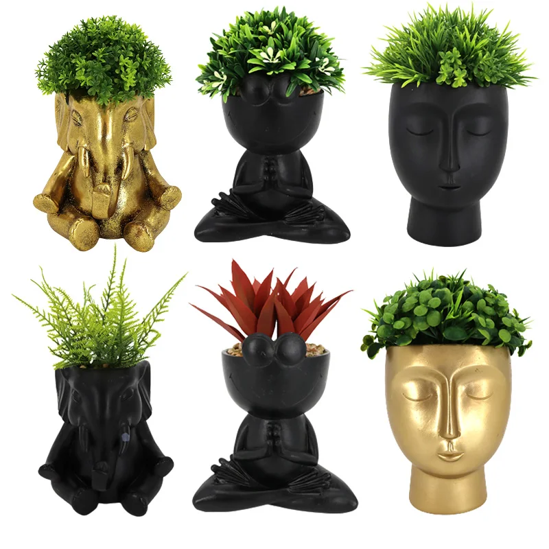 Various Mini Plant Planters Flower Pot Human Shape Succulent Plant Pot For Home Office Decoration