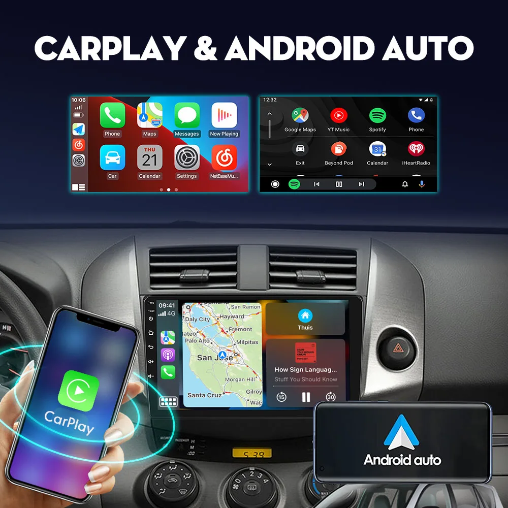 For Toyota RAV4 2007-2012 Radio Headunit Device Double 2 Din Octa-Core Quad Android Car Stereo GPS Navigation Carplay