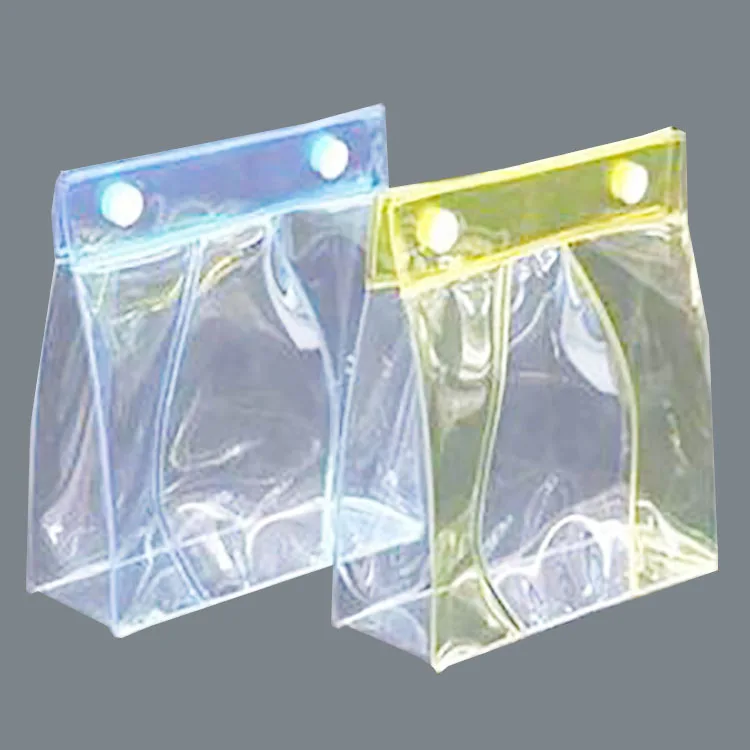 Custom Logo Transparent PVC Bag Travel Waterproof Bag Clear Cosmetic Bag With Button