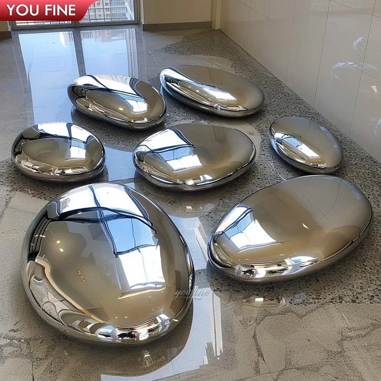 Custom Size Pebble Art Modern Metal Decorations Stone Home Stainless Steel Sculpture