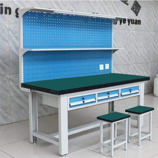 Wholesale customization shaped anti-static workshop factory packing maintenance workbench with two benches
