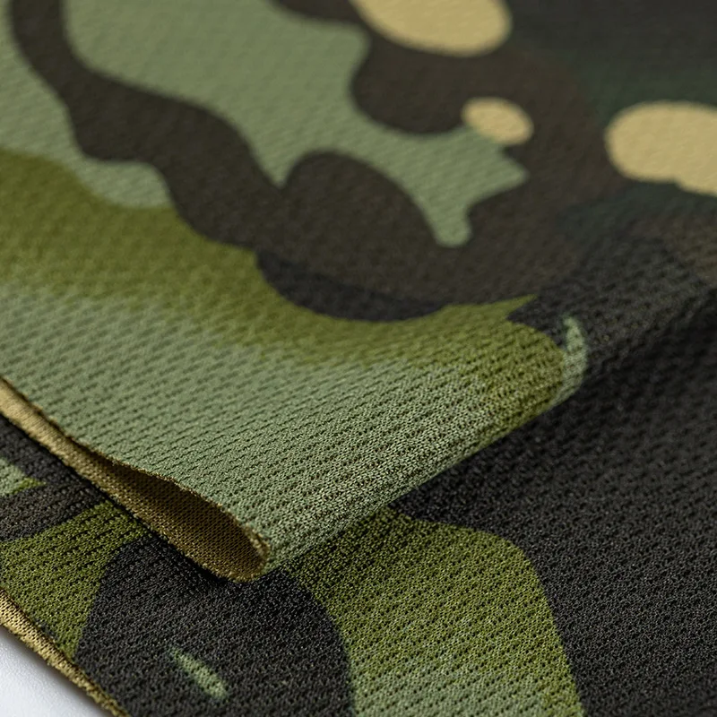 Hot sale 100% polyester knitted watermarked CP camouflage printed birdseye mesh fabric