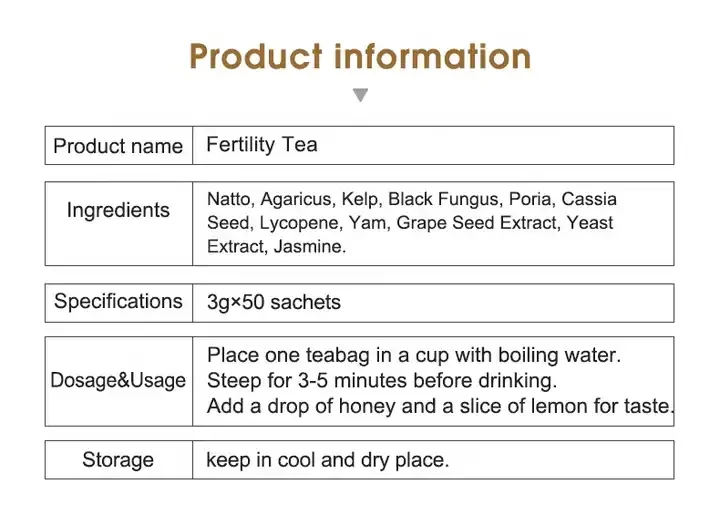 OEM ODM Natural Herbal Fertility Tea Toxins Fertility Tea Warm Womb Detox Tea For Baby