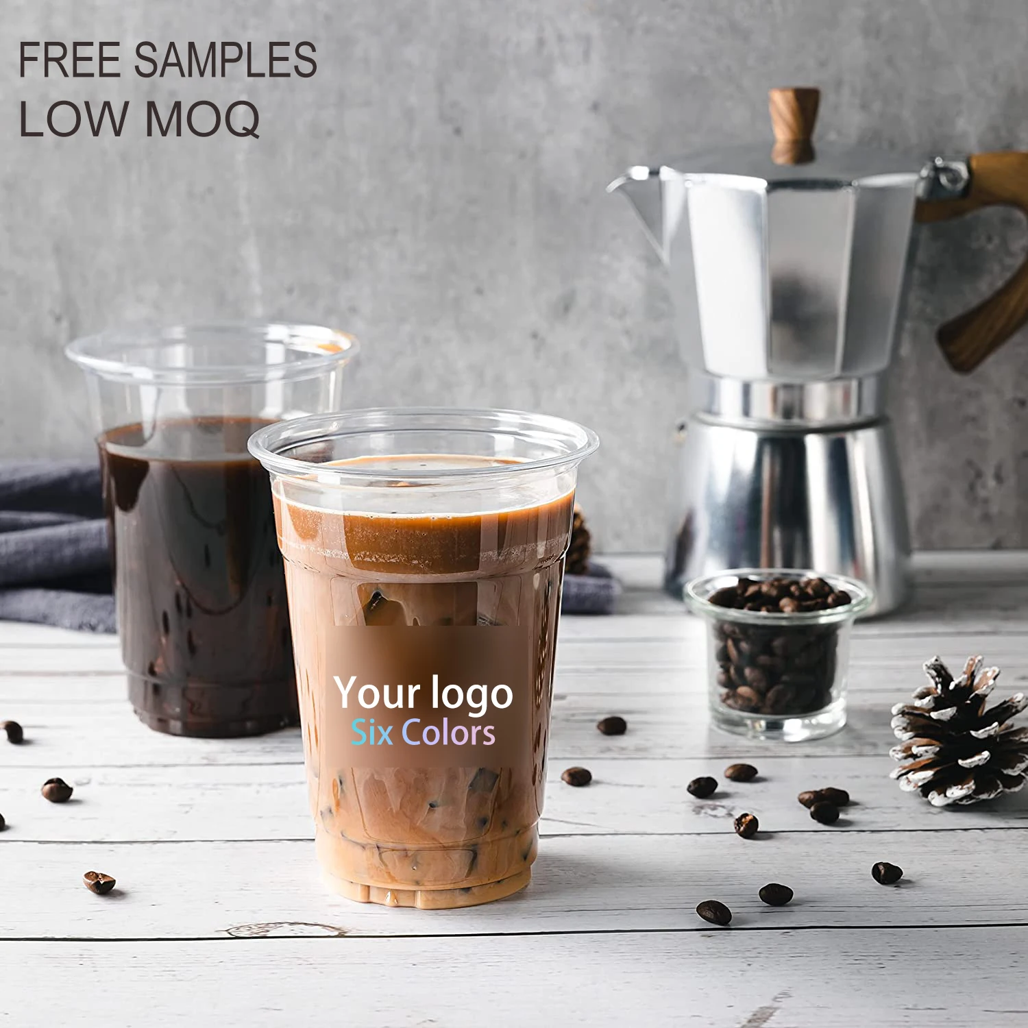 Clear PET Disposable  Plastic Cold Drink Coffee Bubble Tea Tea Cups With Lids Eco Friendly 12oz 14oz 20oz 32oz 16oz LOGO Custom