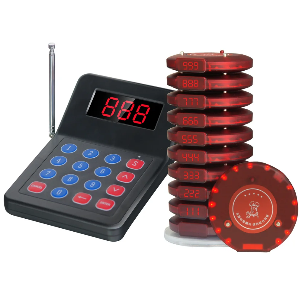 Factory Cheap Price Restaurant Queue Calling System Wireless Paging System with 10pcs Coaster Pager