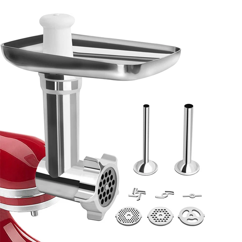 Stand Mixers Spare Parts Food Meat Grinder with Sausage Stuffer Grinding Plates Blade-for Home Kitchen Use