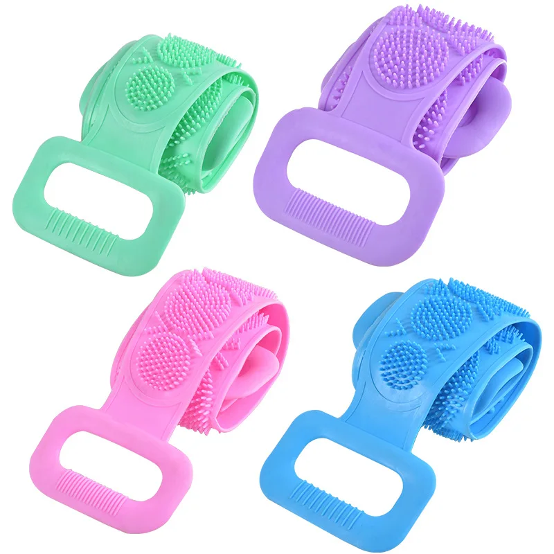 Portable Silicone Bathing Towel Back Easy Cleaning Scrubber Massage Shower Silicone Body Brush