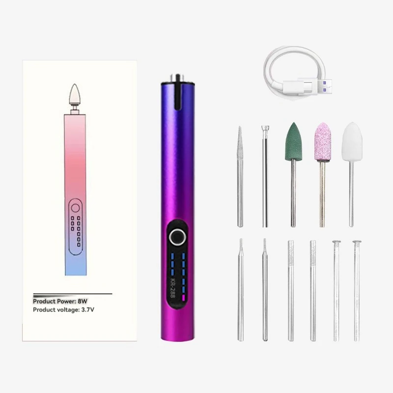 5 in 1 Electric Nail Polish Drill Machine With Light Portable Mini Electric Manicure Art Pen Tools For Gel Remover