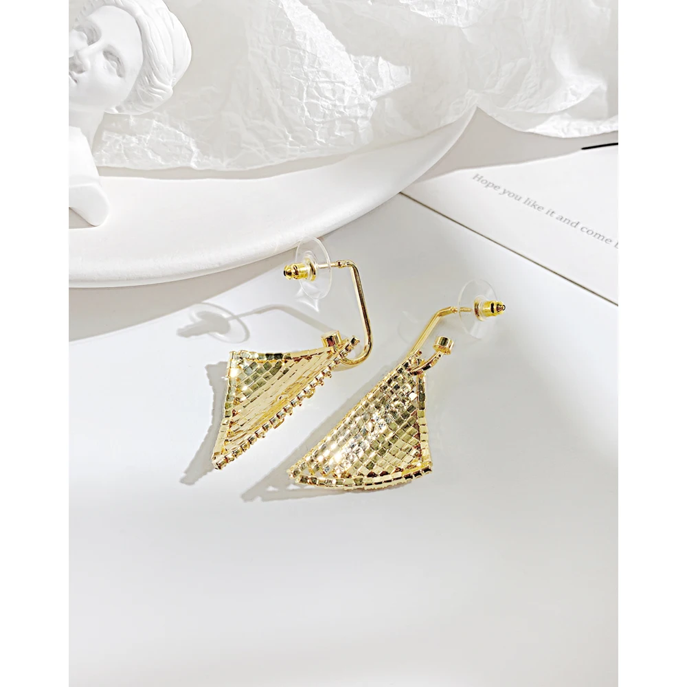 Triangle Copper Earrings For Sensitive Ears Fashion Gold Plated Copper Long Colour Earrings