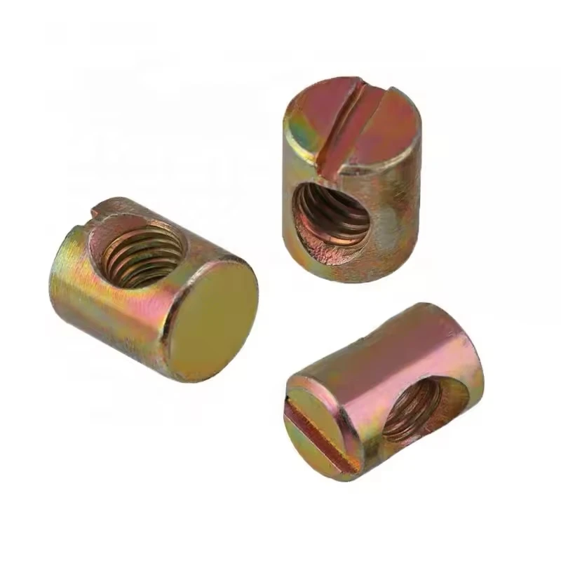High Precision Zinc Brass Carbon Steel Brass Stainless Steel M8 X 12mm M3 M4 M6 Cross Dowel Barrel Nut