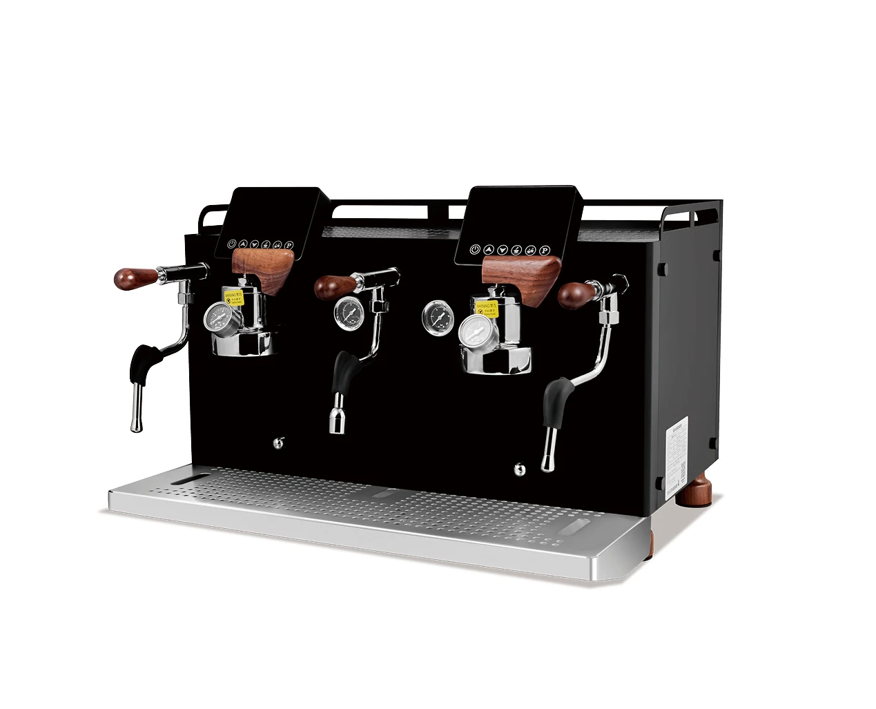 Double head coffee machine semi-automatic espresso commercial classic black For Cafe Shop Pump type 9Bar LED touch display