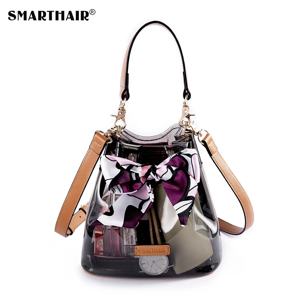 
SMARTHAIR ladies fashion women luxury designers Transparent Lady Clear Window handbag Cosmetic Makeup bag Sets logo 