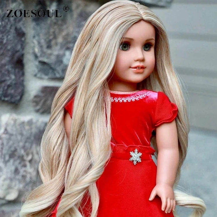 Zoesoul hot sale 11 inch Resistant Blonde doll wigs hair for 18 inch doll