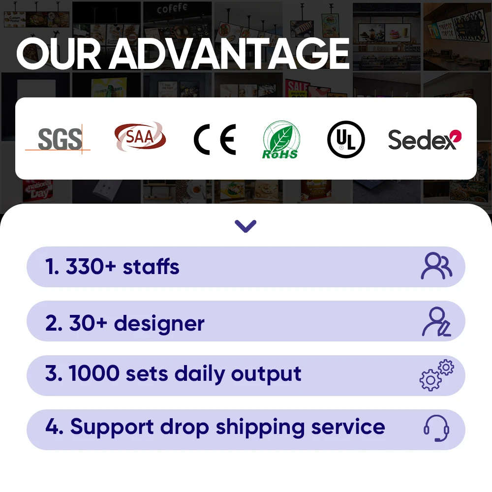 Factory supply ultra thin light box menu board light box for advertising light box