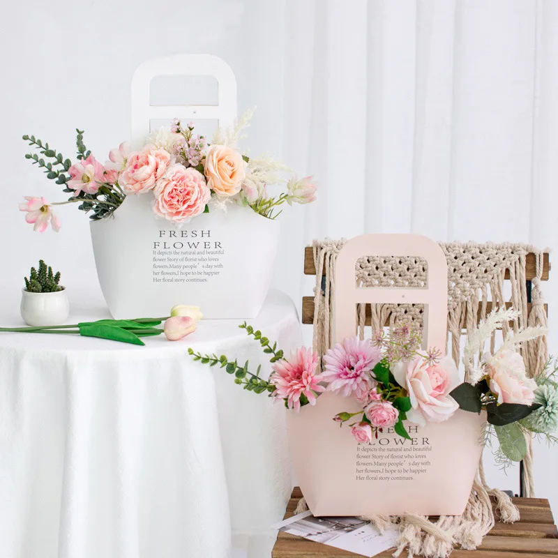 Hot Seller Wholesale Kraft Paper Bag for Flower Trapezoid Flower Packaging Bag Florist Material Flowers Holder
