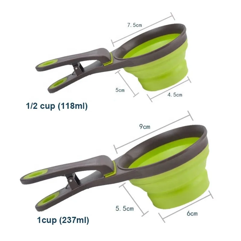 
2020 Original Factory Foldable Pet Bowls Measuring Spoons Collapsible Multi Cups Safety Durable with Optional Color 473ML 