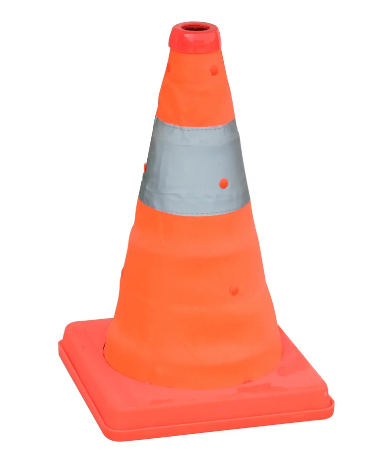Hot Selling Small Size 30CM Height with Top LED Warning Light PP Base Folding Traffic Cone for Pavement Security