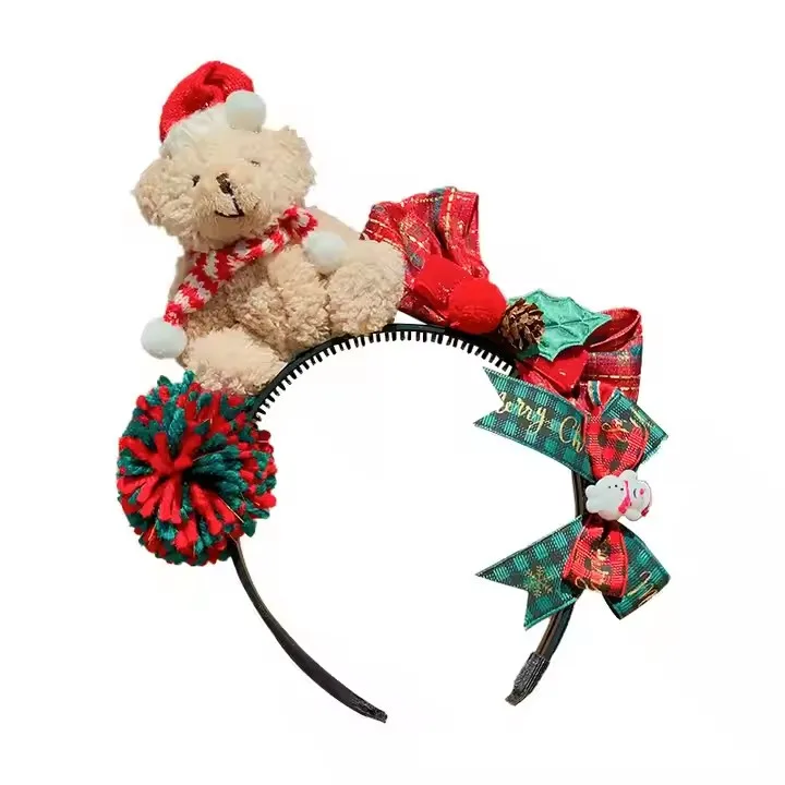 New Design Hot Selling Designer Christmas Decoration Gift Bells Hair Accessories Bows Hair Clips Gift Cute Hair Band for Girls