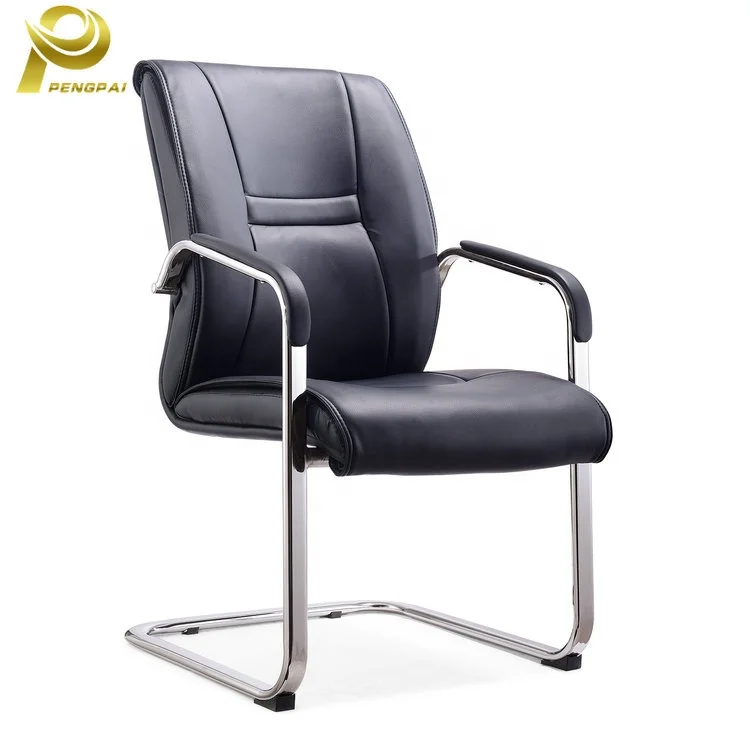 Modern Luxury Desk Chair Business Black Leather Office Executive With Steel Leg