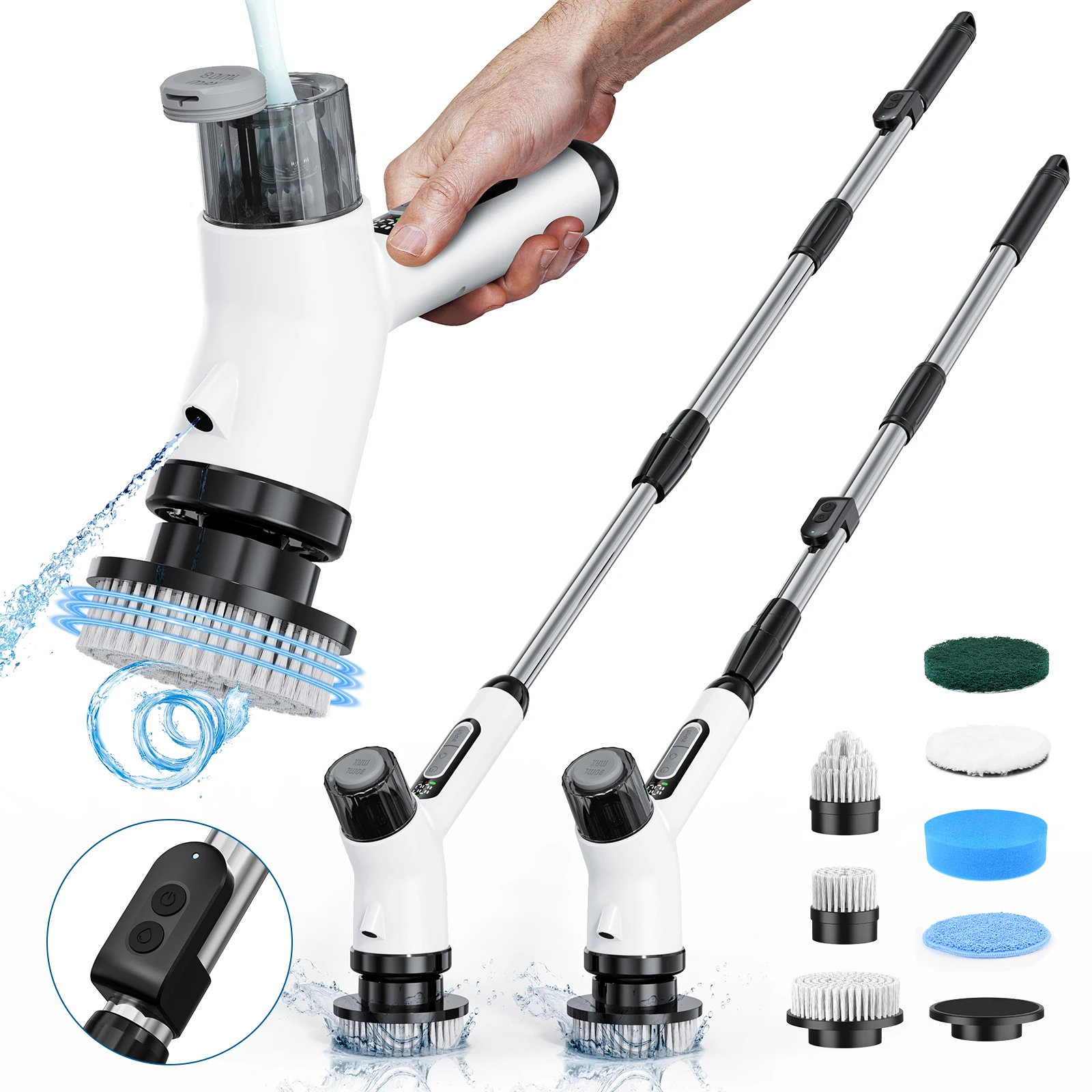 80ml Built-In Container Wireless Detachable Adjustable Home Spin Scrubber 7-In-1 Multifunction electric cleaning brush for cars