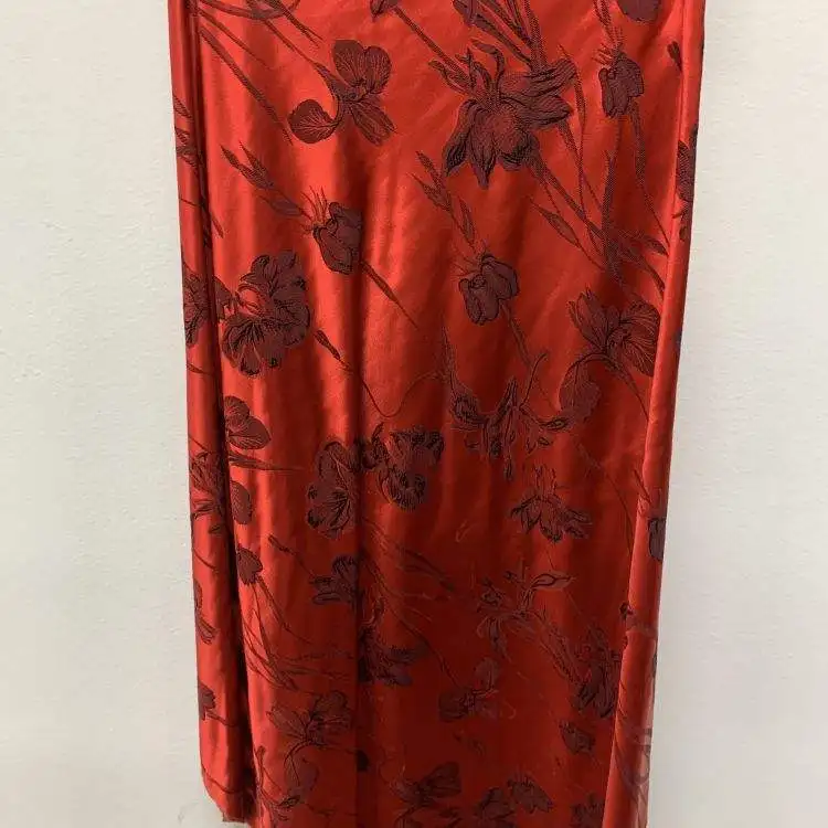 Red Chinese Luxury Woven Cloth Rayon Nylon Brocade Jacquard Fabric Price