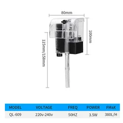 Fish tank wall mounted waterfall filter oxygen pump Turtle tank filter cotton oil film processor