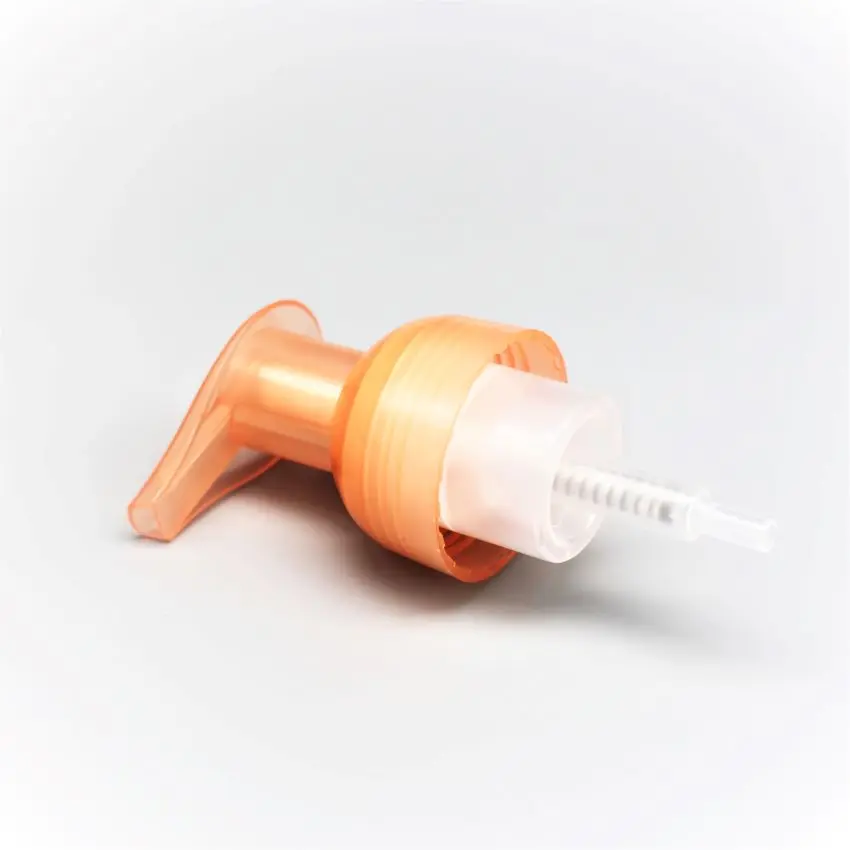 2022 new manufacturer direct selling orange mousse soap pump right lock 43 / 410 0.8cc spray volume custom color straw length