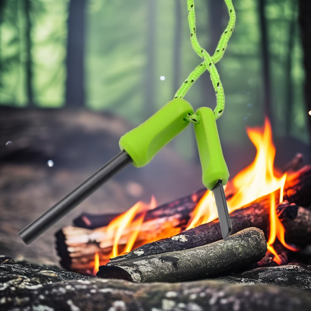 Lightweight Emergency Camping Fire Steel Green Cheap Survival Outdoor Flint Fire Starter Magnesium fire starter kit