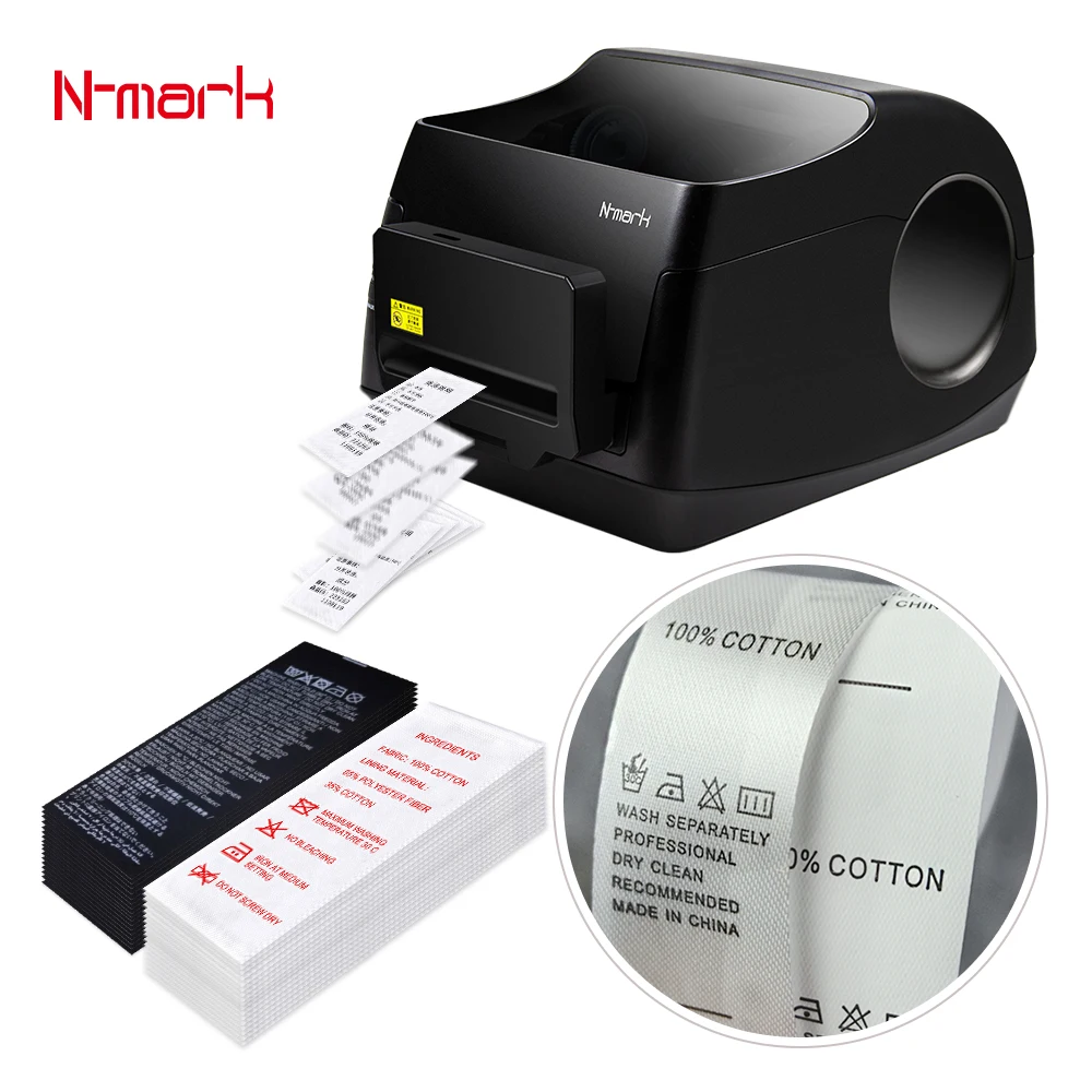 N-mark Chinese cloth ribbon printing machine , T-shirt and pants shop labels woven sticker printer label machine
