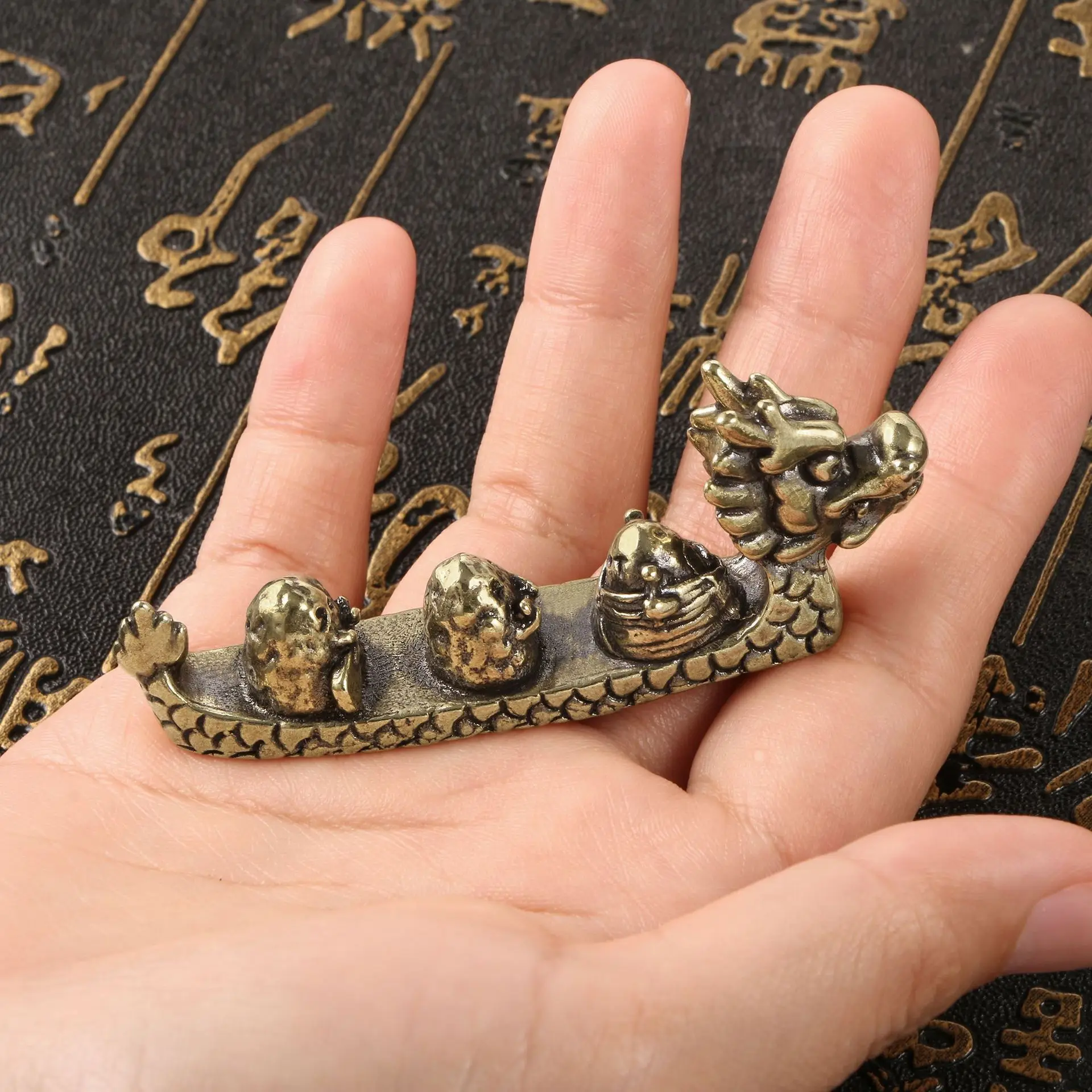 Brass ornaments national Dragon Boat Festival cute creative cute dumplings dragon boat racing ornaments
