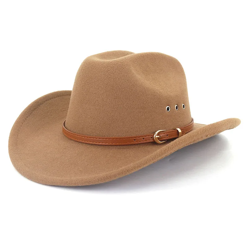 Vintage Men Jazz Hats Western Cowboy Hat for Women Personality High Street Wide Brim Fedora Hats