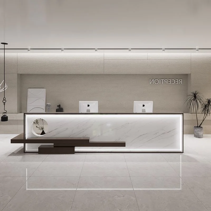 Luxury White Restaurant Reception Desk Salon Shop Cashier Simple Modern Counter Custom Reception Desk