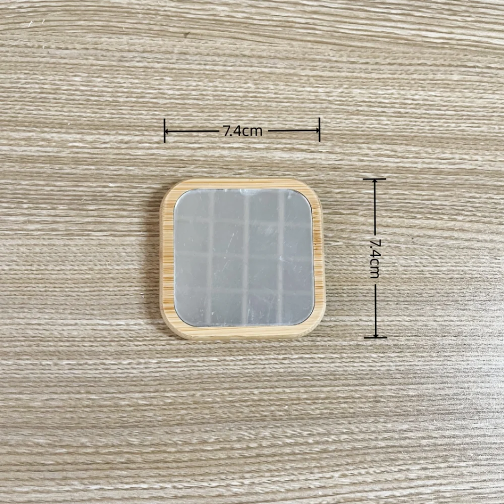 Custom Eco Friendly Small Round Square Bamboo Wood Pocket Mirror Travel Portable Wooden Makeup Mirror