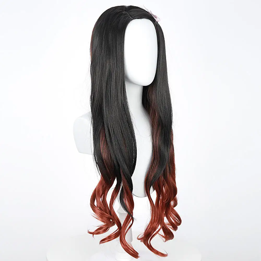 Cosplay Wigs For Cosplay Slayer Anime Cosplay Long Curly Orange And Black Wig