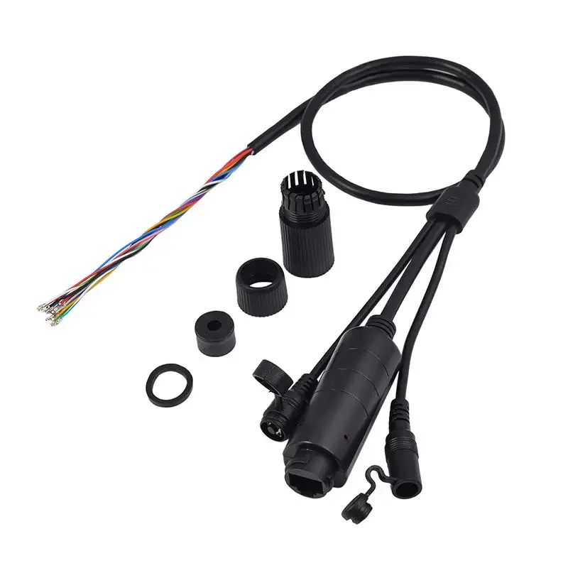 Sdapo FS5712FW-B 10M/100M 1500V High Voltage Isolation Black Waterproof 12V 1A PoE IP Camera Cable