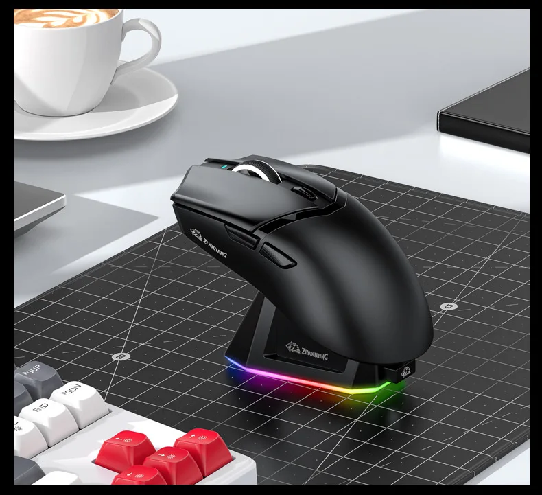 Free Wolf X2 Mouse Lightweight PAW3311 Wireless Tri-mode Gaming Mouse with Rechargeable RGB Base