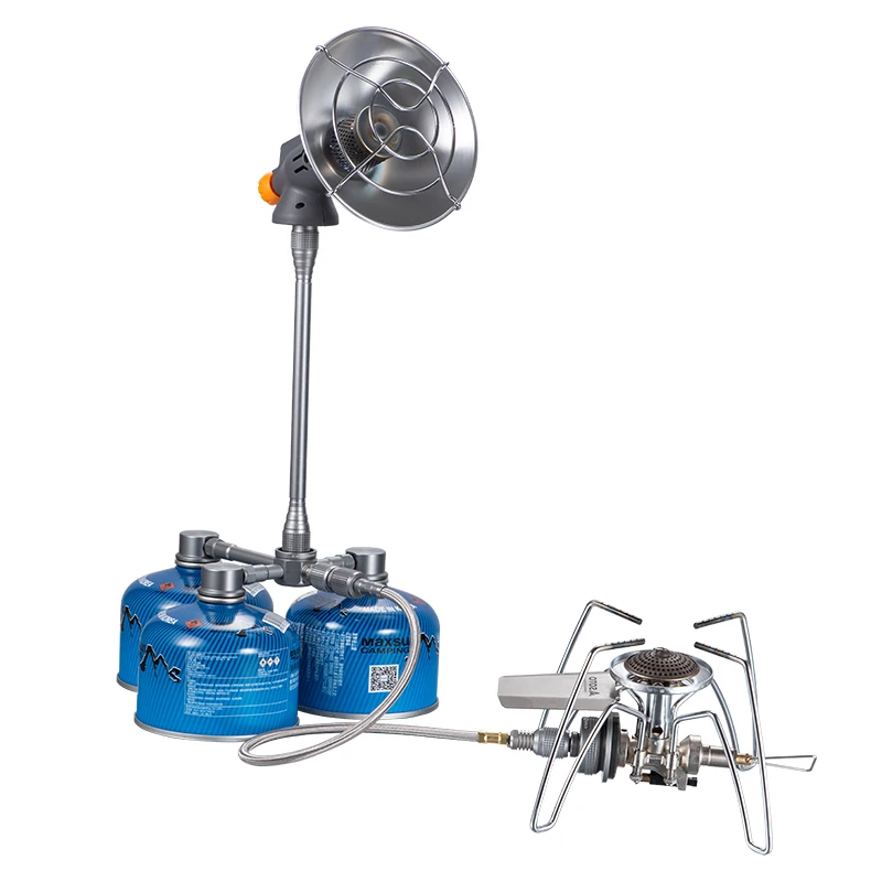 camping outdoor gas fuel bunker three supply two furnace head heater adapter outdoor stove gas endurance increase converter