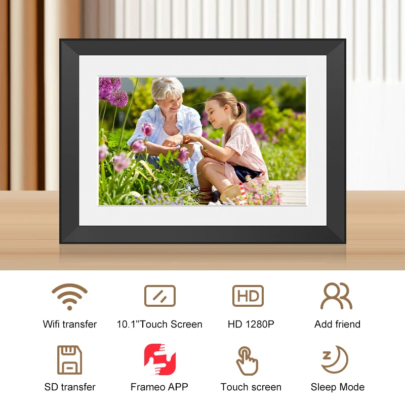 10.1 Inch Smart WiFi Digital Photo Frame 1280x800 IPS Touch Screen Built in 16GB Memory Frameo Digital Picture Frame