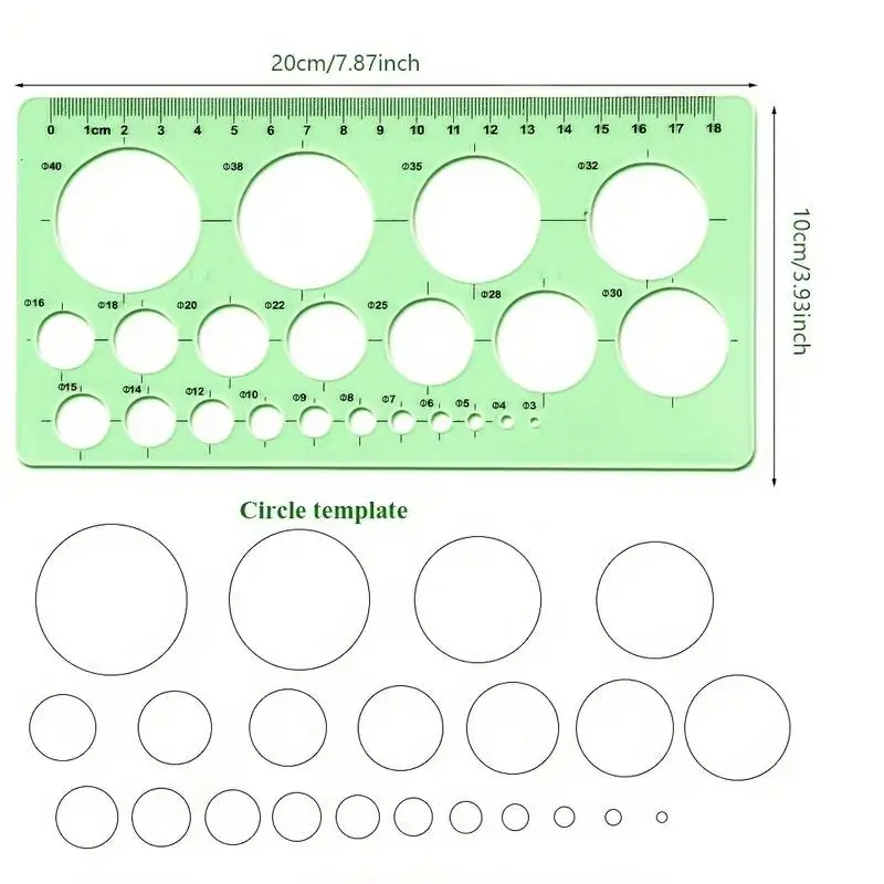 Multifunctional design Drawing Circle Template ruler Student Stationery drawing Circle Painting Tool rulers for school plastic