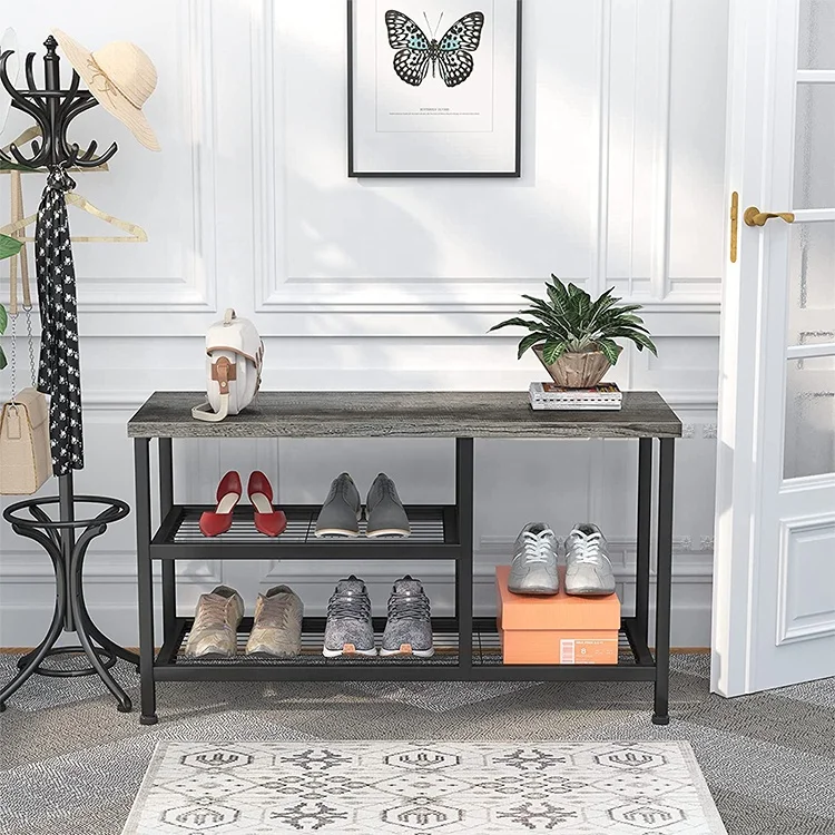 Home Storage customization shoe rack with benches for entryway/living room/bedroom for European and American markets