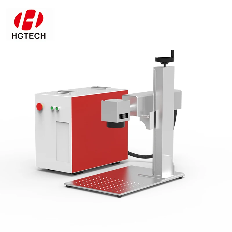 HGTECH 110x110mm Air cooling 220V 20W/30W 50W/60W 100W Raycus Metal Laser Marker Desktop Laser Fiber Engraving Marking Machine