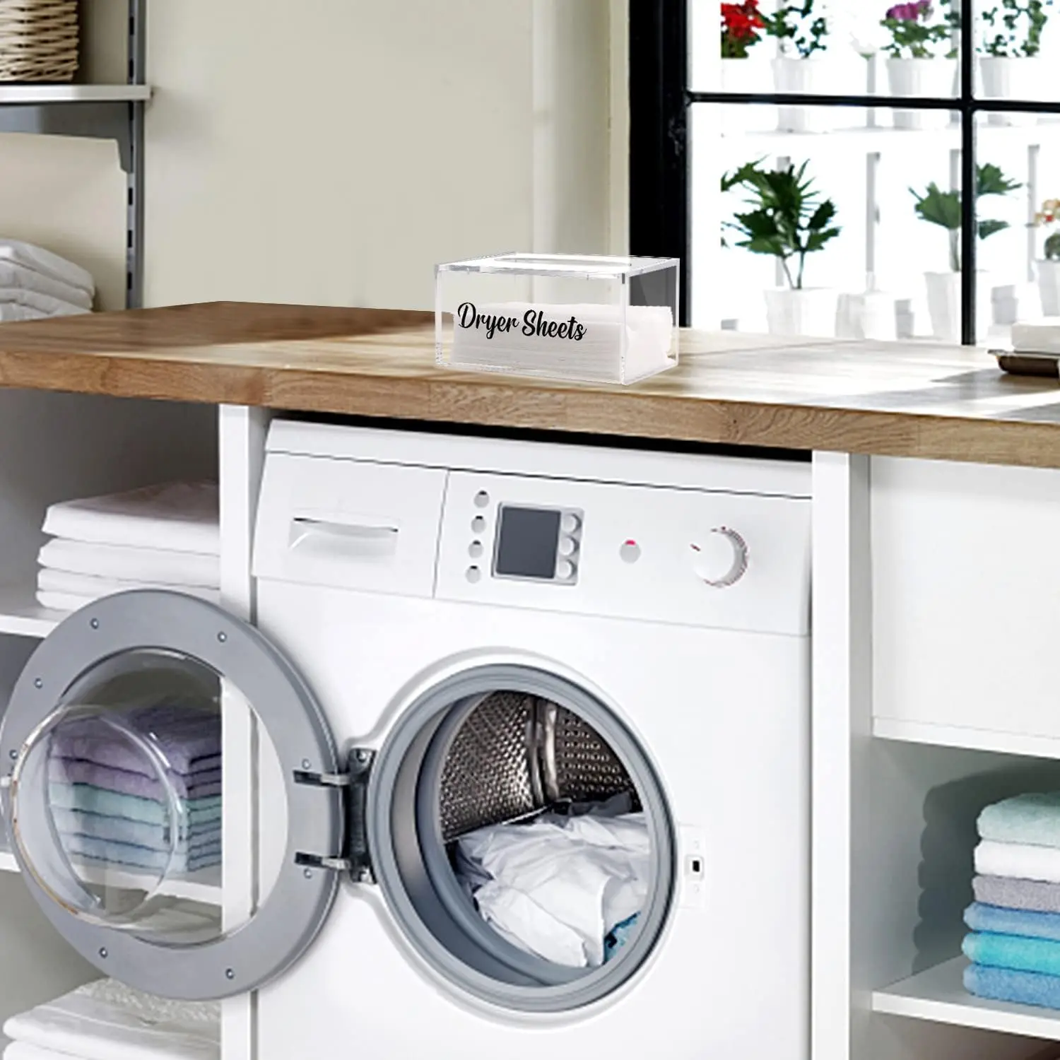 Desiccant tablet holder, acrylic, desiccant tablet dispenser, laundry room storage container for fabric softener tablets