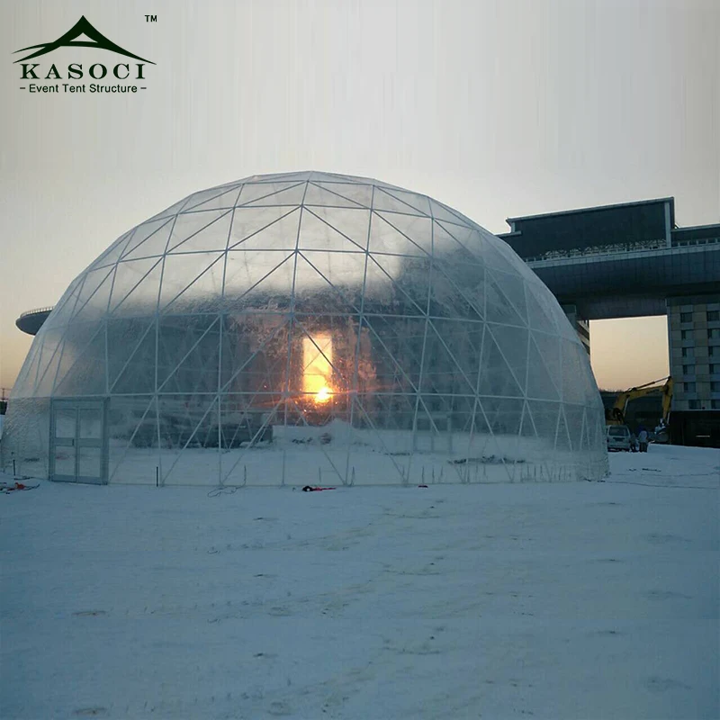 40 meters Clear PVC Membrane Structure Half Sphere Tent Geodesic Dome
