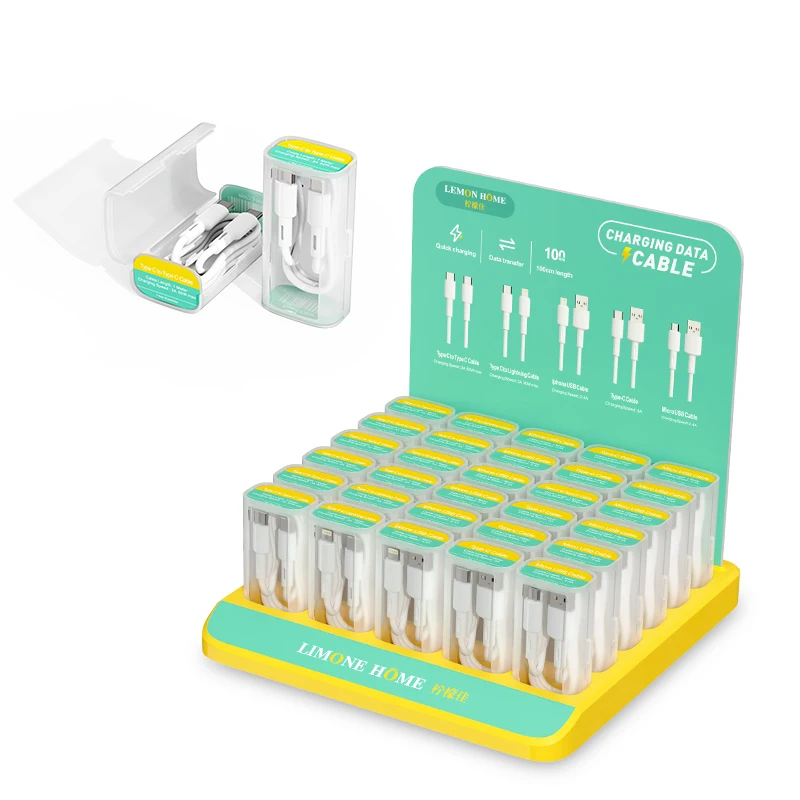 TPE Material Multifunction charging cable 1M USB cable with tube display box data cables Set for iPhone for Android