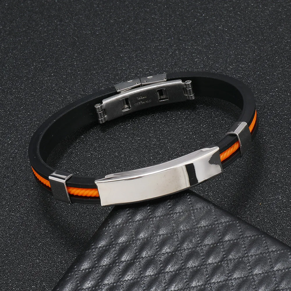 Stainless steel sports silicone bracelet epochy beauty titanium wristband bracelets for men women