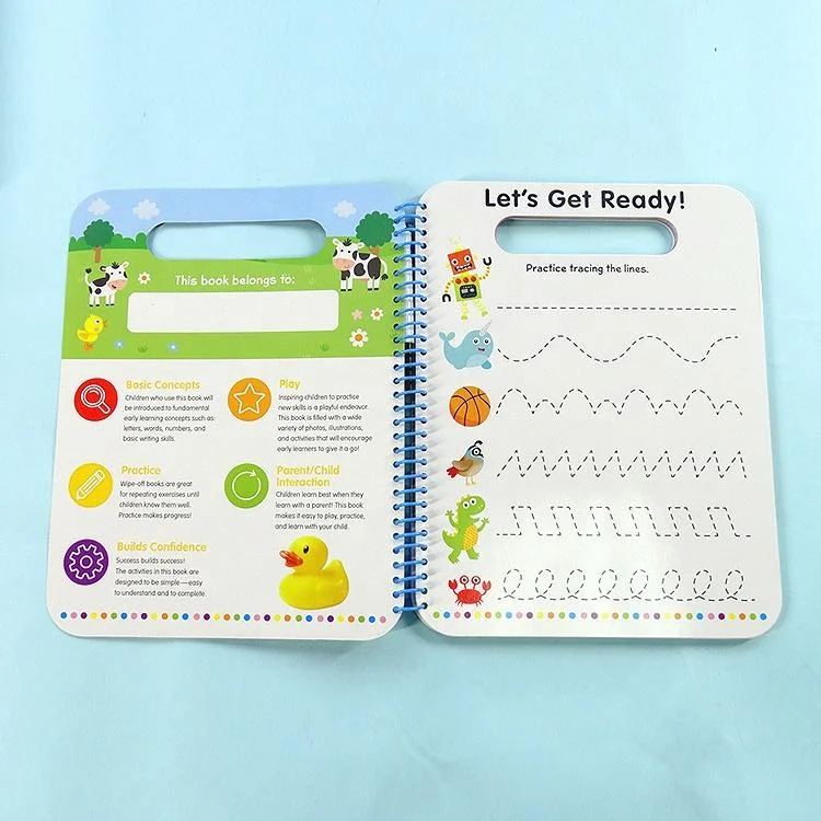 English Letter Abc Word Learning Books with Wipe-clean Pen Learn English Book Set