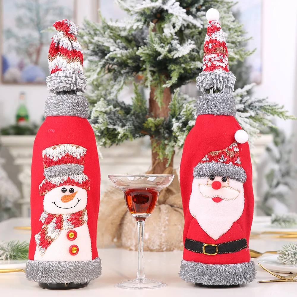 TC-09275 Christmas new knitted wool bottle set creative red wine set Christmas restaurant atmosphere layout
