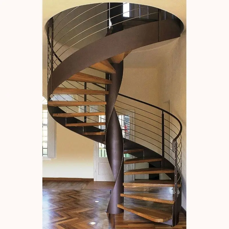 Alucasa Luxury Arc Stair Glass Railing Spiral Stairs Interior Steel Glass Spiral Staircase With Glass Railing