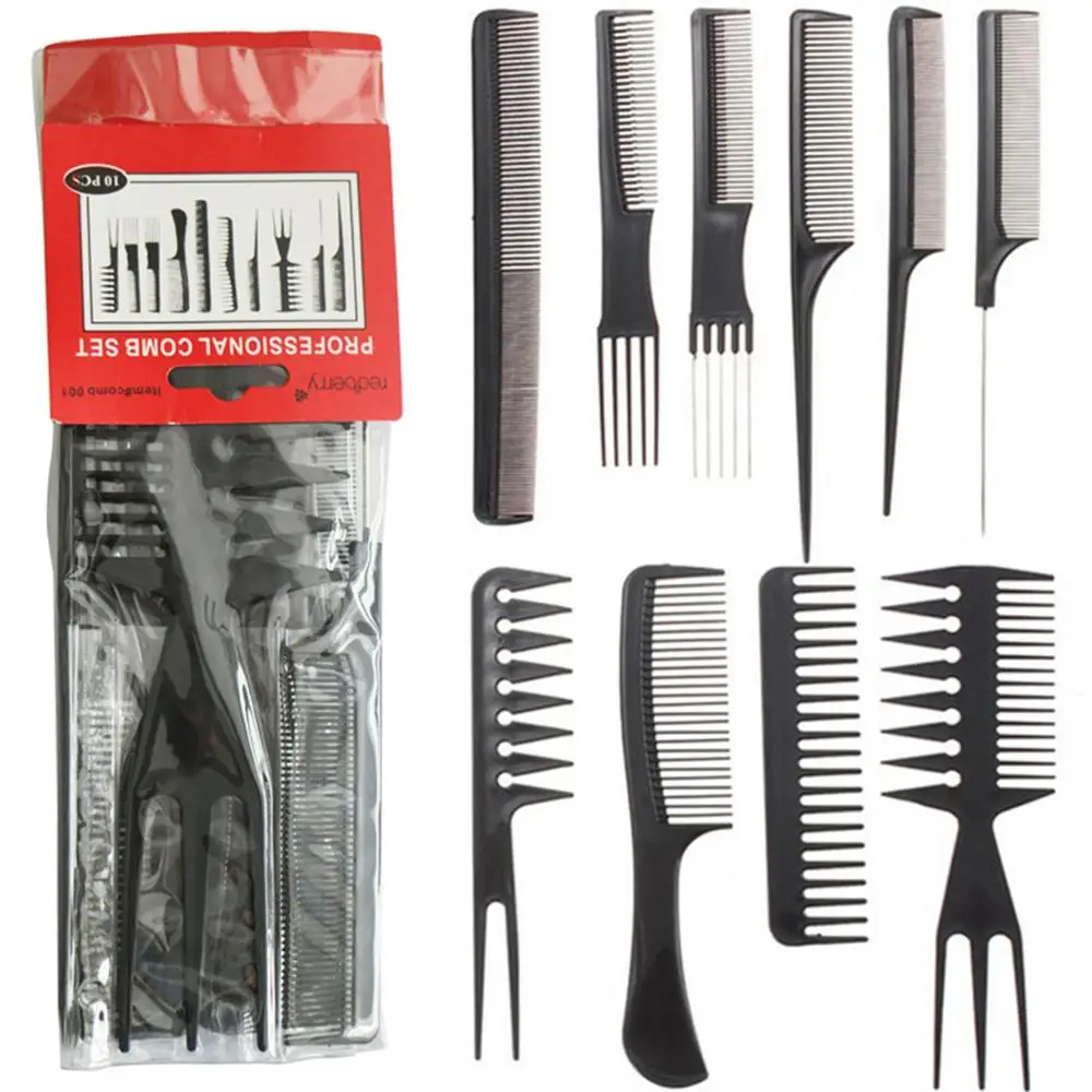 
High Quality Salon Barber Hairdressing 10 pcs Massage Variety Gears Assorted Pack Plastic Hair Comb Set  (62412854882)