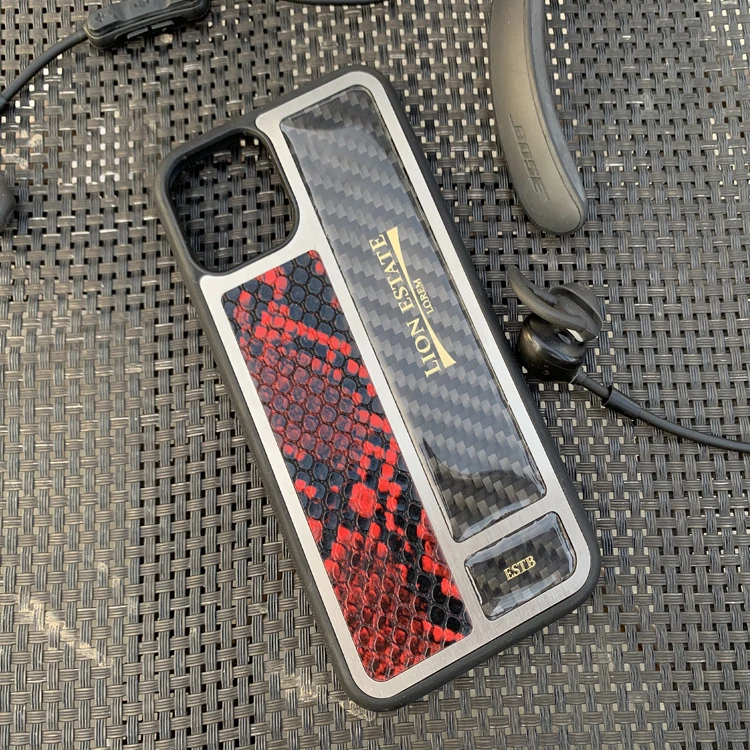 Tpu + Pc Phone Case Pu Leather Cases for Iphone Wholesale Aramid Business with Metal Frame  Foriphone11 12 Forged Carbon Fiber